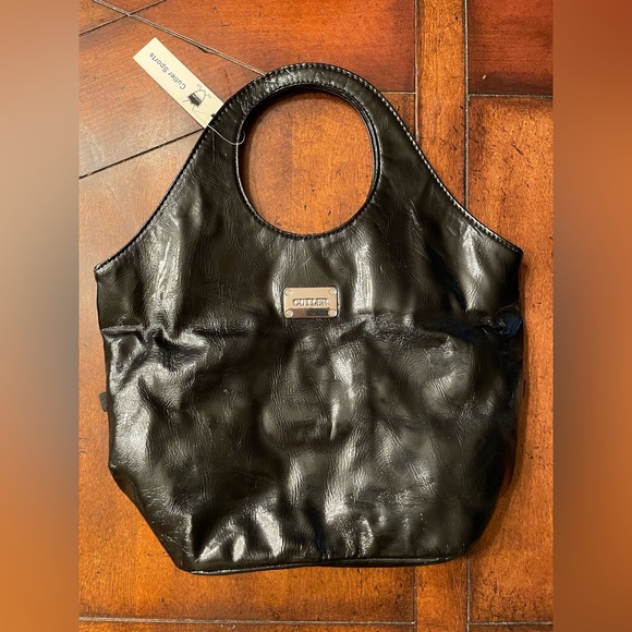 NEW NWT Cutler Sports Handbag Purse Bag Black Patent Leather - Picture 1 of 8